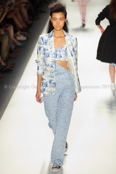 A model on the runway at the Ruffian SS2013 show at New York Mercedes-Benz Fashion Week.