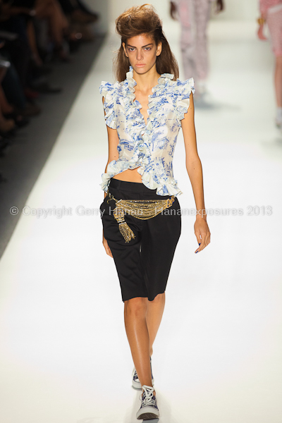 A model on the runway at the Ruffian SS2013 show at New York Mercedes-Benz Fashion Week.