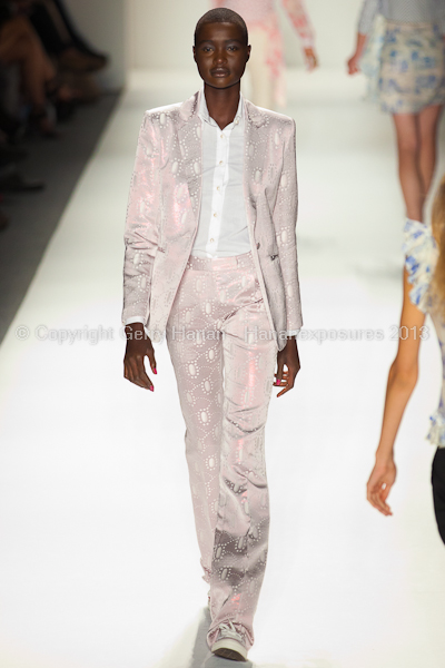 A model on the runway at the Ruffian SS2013 show at New York Mercedes-Benz Fashion Week.