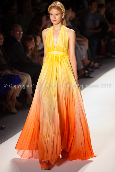 A model on the runway at the Son Jung Wan SS2013 show at New York Mercedes-Benz Fashion Week.