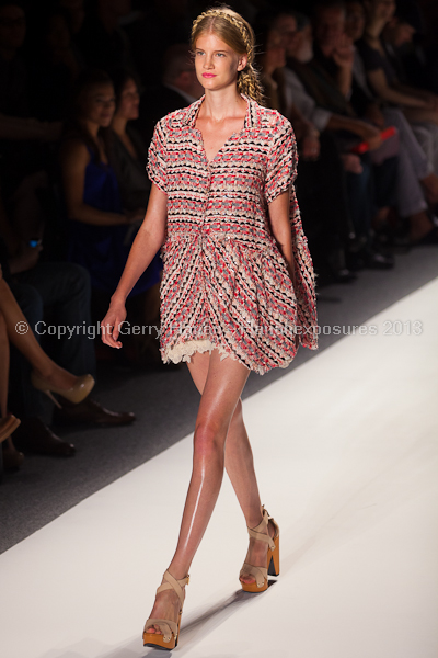 A model on the runway at the Son Jung Wan SS2013 show at New York Mercedes-Benz Fashion Week.