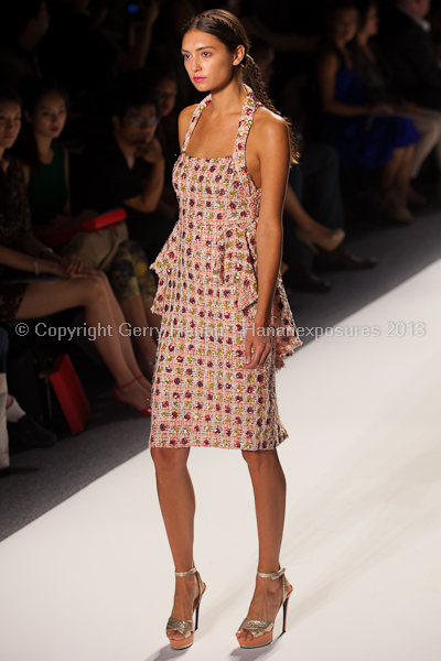 A model on the runway at the Son Jung Wan SS2013 show at New York Mercedes-Benz Fashion Week.