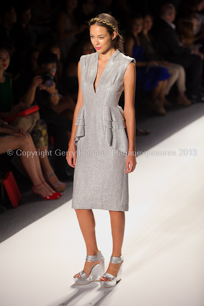 A model on the runway at the Son Jung Wan SS2013 show at New York Mercedes-Benz Fashion Week.