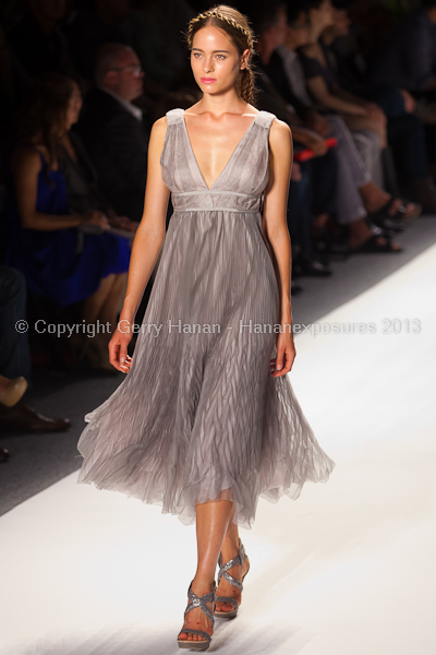 A model on the runway at the Son Jung Wan SS2013 show at New York Mercedes-Benz Fashion Week.