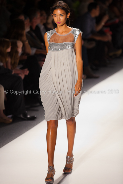 A model on the runway at the Son Jung Wan SS2013 show at New York Mercedes-Benz Fashion Week.