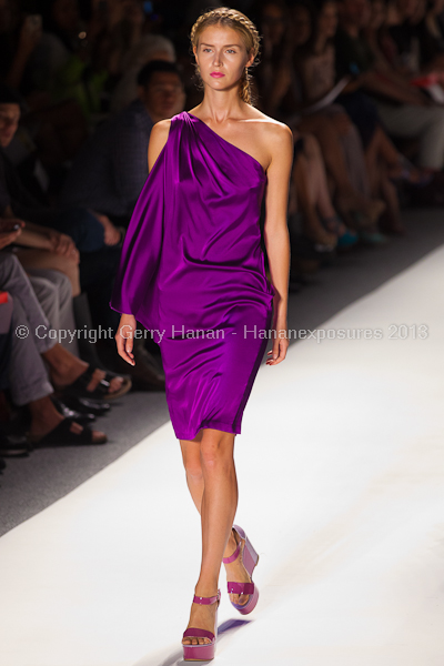 A model on the runway at the Son Jung Wan SS2013 show at New York Mercedes-Benz Fashion Week.