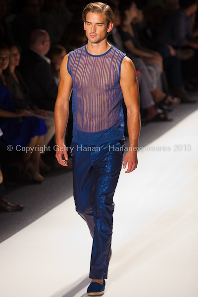 A model on the runway at the Son Jung Wan SS2013 show at New York Mercedes-Benz Fashion Week.