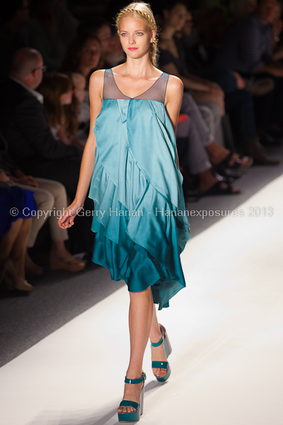 A model on the runway at the Son Jung Wan SS2013 show at New York Mercedes-Benz Fashion Week.