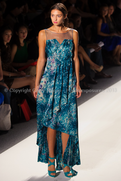 A model on the runway at the Son Jung Wan SS2013 show at New York Mercedes-Benz Fashion Week.