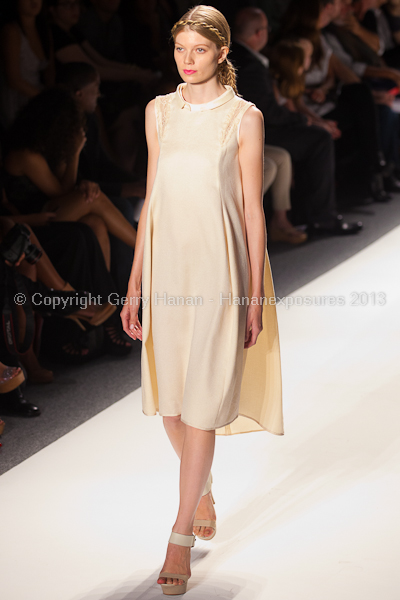 A model on the runway at the Son Jung Wan SS2013 show at New York Mercedes-Benz Fashion Week.