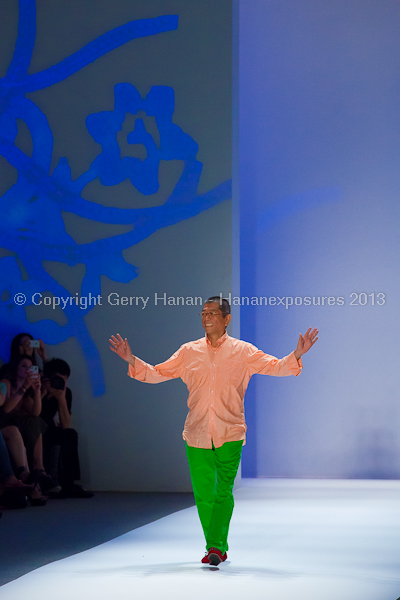 A model on the Tadashi Shoji SS2013 runway show during New York Mercedes-Benz Fashion Week.