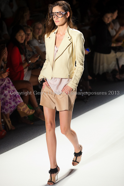 A model on the runway at the Tracy Reese SS2013 show at New York Mercedes-Benz Fashion Week.