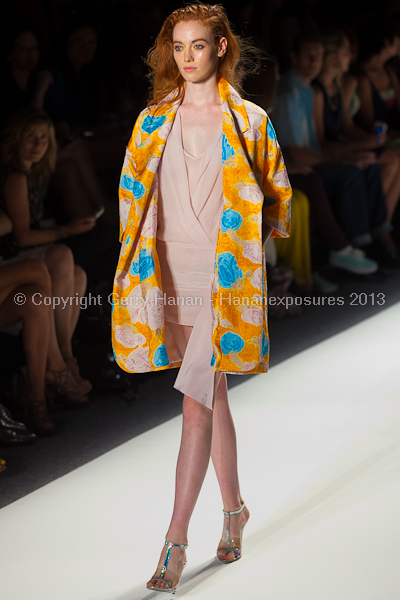 A model on the runway at the Tracy Reese SS2013 show at New York Mercedes-Benz Fashion Week.