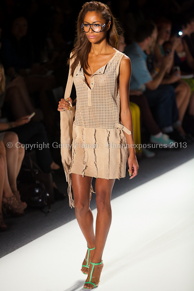 A model on the runway at the Tracy Reese SS2013 show at New York Mercedes-Benz Fashion Week.