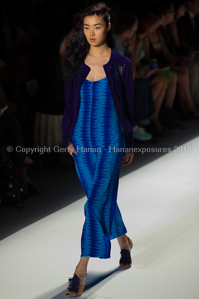 A model on the runway at the Tracy Reese SS2013 show at New York Mercedes-Benz Fashion Week.