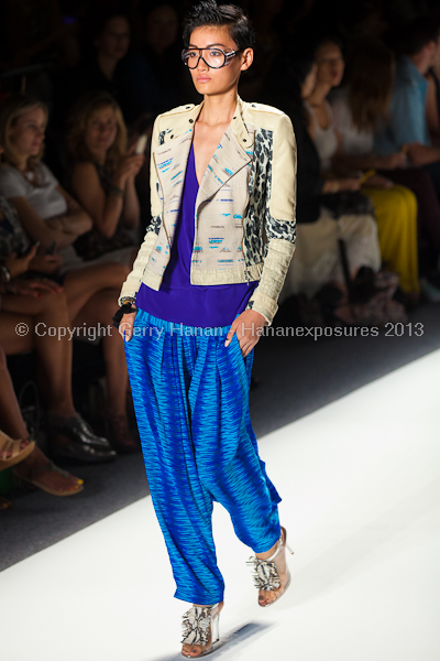 A model on the runway at the Tracy Reese SS2013 show at New York Mercedes-Benz Fashion Week.