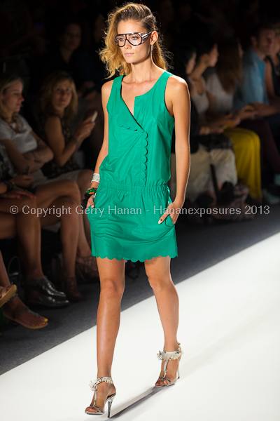 A model on the runway at the Tracy Reese SS2013 show at New York Mercedes-Benz Fashion Week.