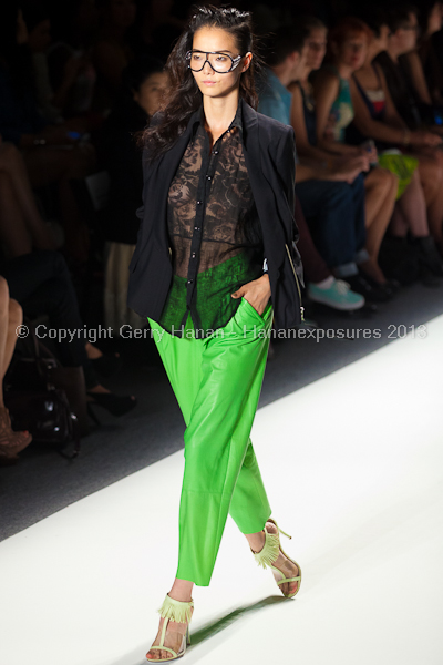 A model on the runway at the Tracy Reese SS2013 show at New York Mercedes-Benz Fashion Week.