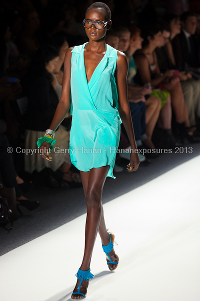 A model on the runway at the Tracy Reese SS2013 show at New York Mercedes-Benz Fashion Week.