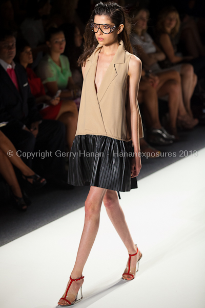 A model on the runway at the Tracy Reese SS2013 show at New York Mercedes-Benz Fashion Week.