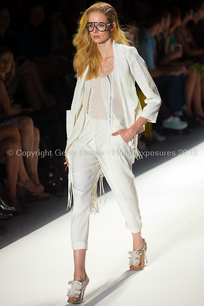 A model on the runway at the Tracy Reese SS2013 show at New York Mercedes-Benz Fashion Week.