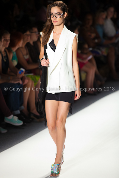 A model on the runway at the Tracy Reese SS2013 show at New York Mercedes-Benz Fashion Week.