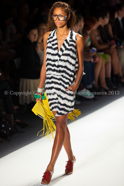 A model on the runway at the Tracy Reese SS2013 show at New York Mercedes-Benz Fashion Week.