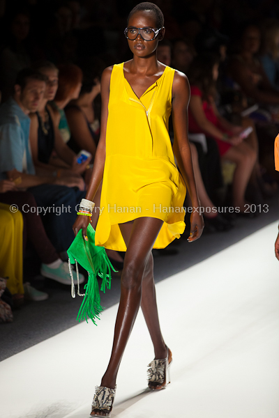 A model on the runway at the Tracy Reese SS2013 show at New York Mercedes-Benz Fashion Week.