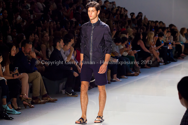 A model on the runway at the Vlov Qingqing Wu SS2013 show at New York Mercedes-Benz Fashion Week.