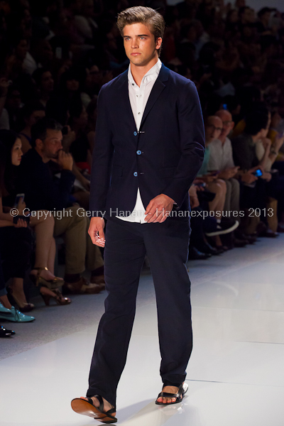 A model on the runway at the Vlov Qingqing Wu SS2013 show at New York Mercedes-Benz Fashion Week.