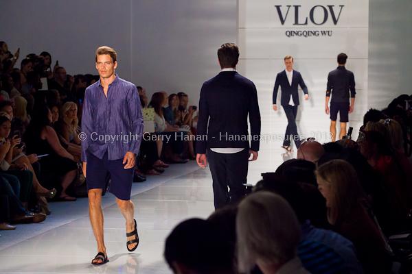 A model on the runway at the Vlov Qingqing Wu SS2013 show at New York Mercedes-Benz Fashion Week.