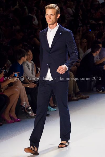 A model on the runway at the Vlov Qingqing Wu SS2013 show at New York Mercedes-Benz Fashion Week.