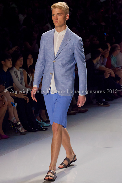 A model on the runway at the Vlov Qingqing Wu SS2013 show at New York Mercedes-Benz Fashion Week.