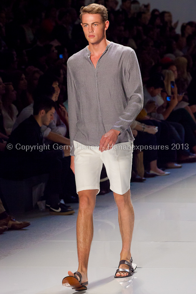 A model on the runway at the Vlov Qingqing Wu SS2013 show at New York Mercedes-Benz Fashion Week.