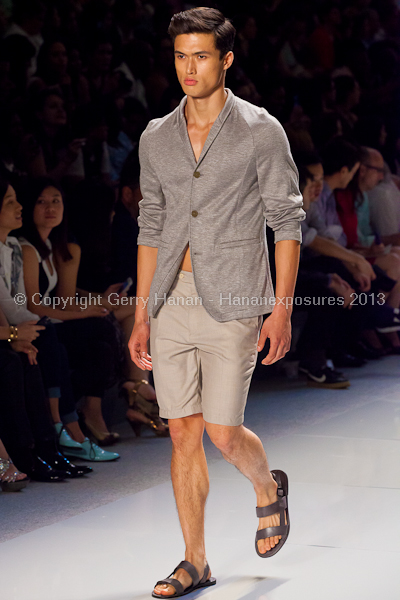 A model on the runway at the Vlov Qingqing Wu SS2013 show at New York Mercedes-Benz Fashion Week.