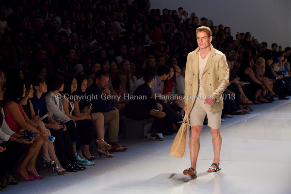 A model on the runway at the Vlov Qingqing Wu SS2013 show at New York Mercedes-Benz Fashion Week.