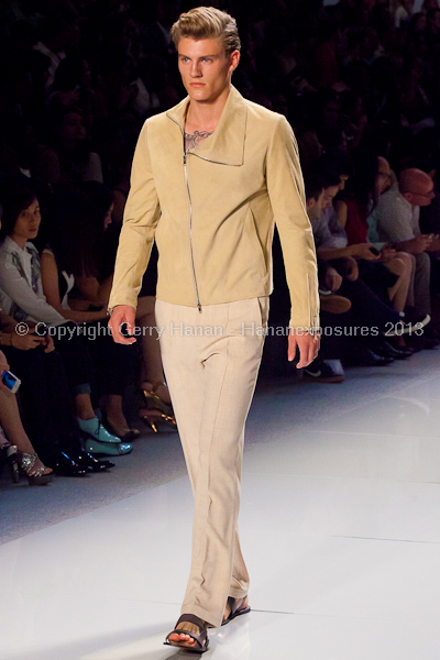 A model on the runway at the Vlov Qingqing Wu SS2013 show at New York Mercedes-Benz Fashion Week.