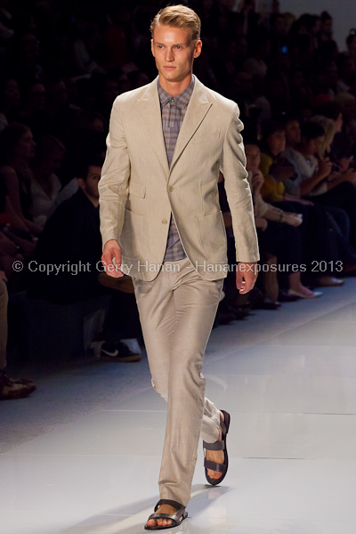 A model on the runway at the Vlov Qingqing Wu SS2013 show at New York Mercedes-Benz Fashion Week.