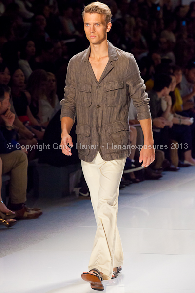 A model on the runway at the Vlov Qingqing Wu SS2013 show at New York Mercedes-Benz Fashion Week.