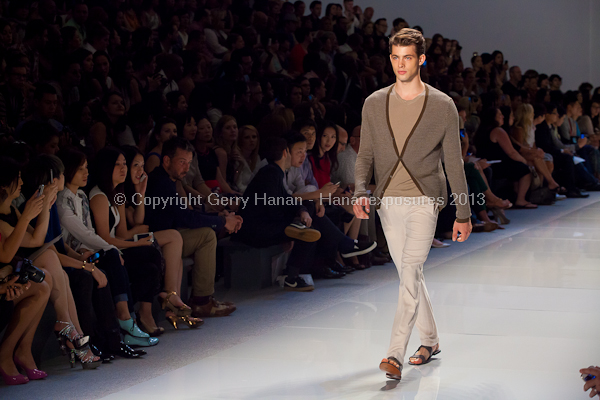 A model on the runway at the Vlov Qingqing Wu SS2013 show at New York Mercedes-Benz Fashion Week.