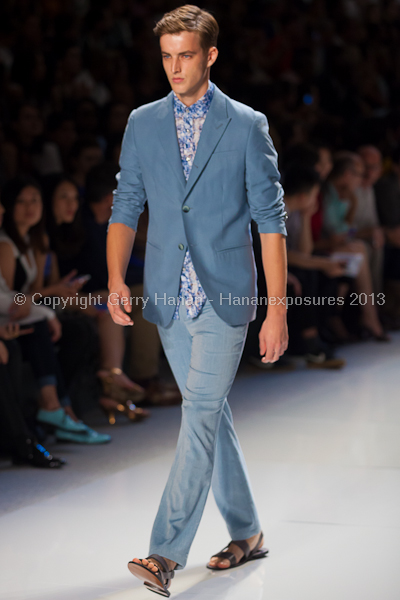 A model on the runway at the Vlov Qingqing Wu SS2013 show at New York Mercedes-Benz Fashion Week.