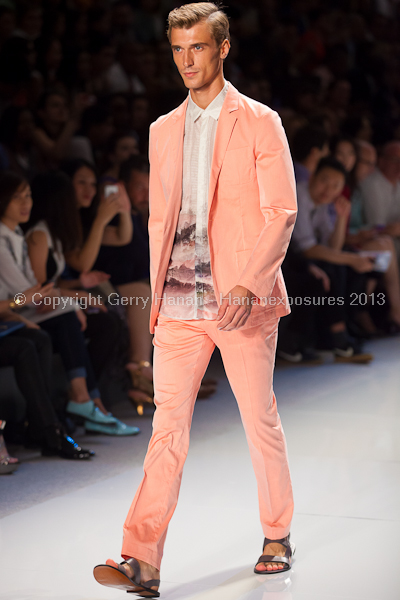 A model on the runway at the Vlov Qingqing Wu SS2013 show at New York Mercedes-Benz Fashion Week.