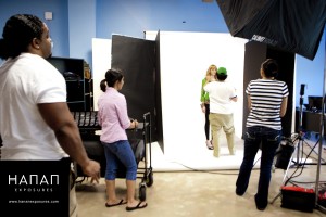 Students shooting at the Hananexposures studio lighting digital workflow & retouching workshop.
