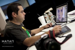 Students shooting at the Hananexposures studio lighting digital workflow & retouching workshop.