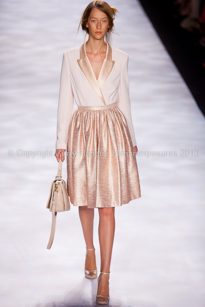 A model on the runway at the Badgley Mischka SS2013 show at New York Mercedes-Benz Fashion Week.