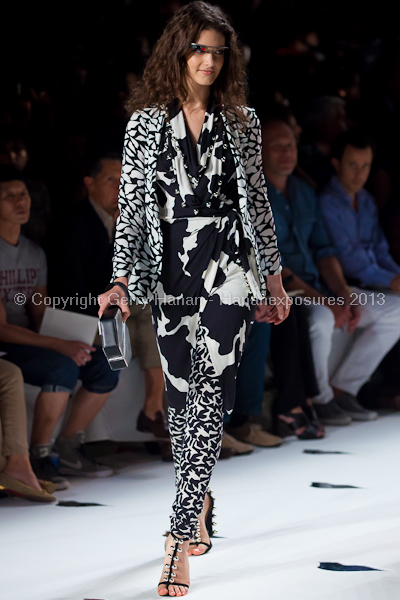 A model on the runway at the Diane Von Furstenberg SS2013 show at New York Mercedes-Benz Fashion Week.