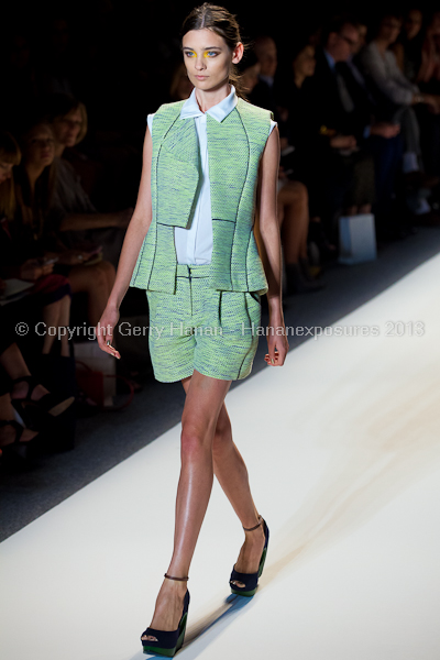 A model on the runway at the Lela Rose SS2013 show at New York Mercedes-Benz Fashion Week.