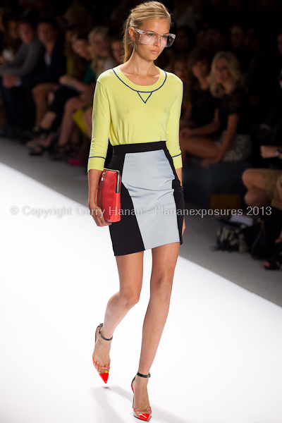 A model on the runway at the Milly By Michelle Smith SS2013 show at New York Mercedes-Benz Fashion Week.