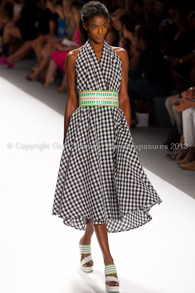 A model on the runway at the Nanette Lepore SS2013 show at New York Mercedes-Benz Fashion Week.