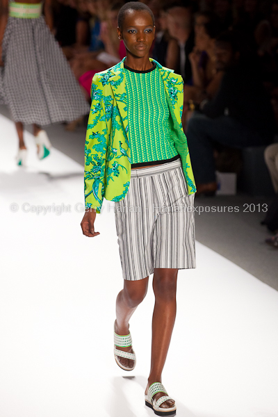 A model on the runway at the Nanette Lepore SS2013 show at New York Mercedes-Benz Fashion Week.